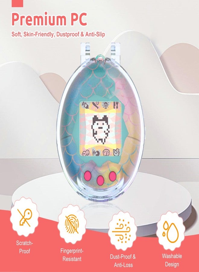 Oshmirian Protective Case for Tamagotchi Original - Clear PC Hard Shell Cover for Tamagotchi Original Electronic Pet,Waterproof Sweatproof Washable Shockproof Anti-Drop 360° Full Protection(Clear+Blue) - Image 3